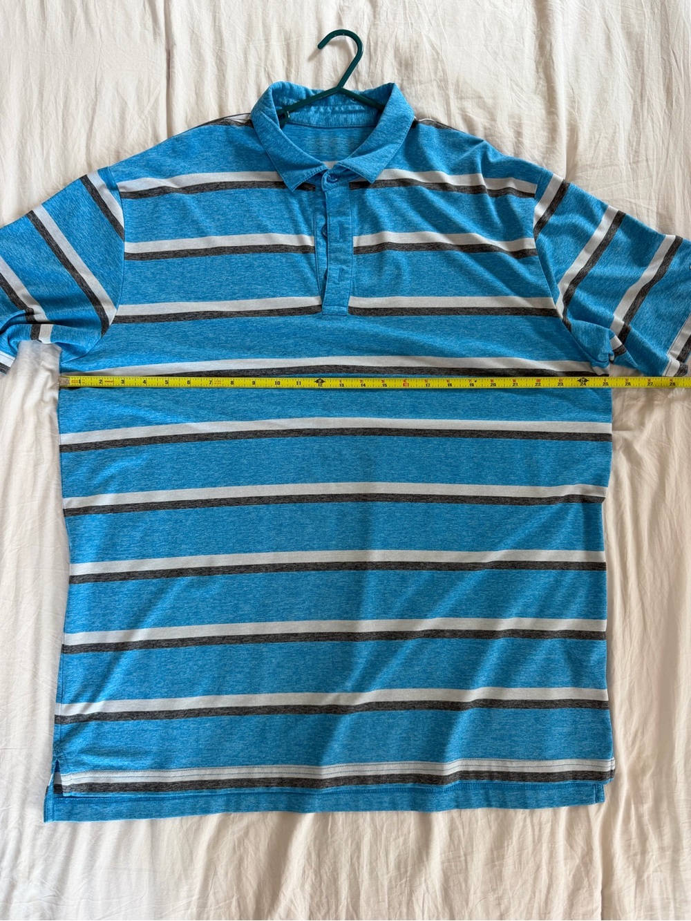 Callaway Blue Striped Polo with Gray and White Accents